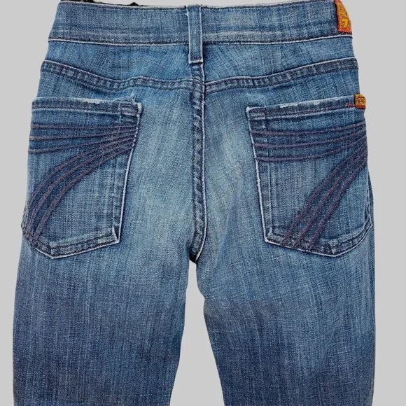 7 For All Mankind Dojo Cropped Blue Jeans 28x20.5 - Picture 7 of 7